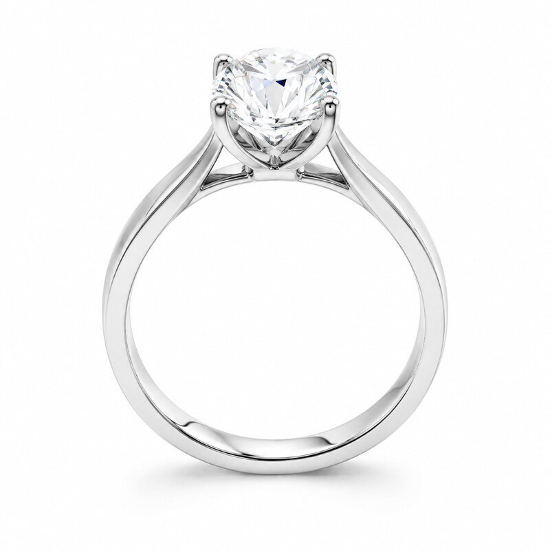 Silver Stainless Steel CZ Engagement Ring - main product image