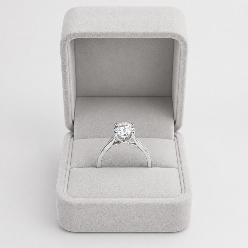 Silver Stainless Steel CZ Engagement Ring - wholesale packaging image