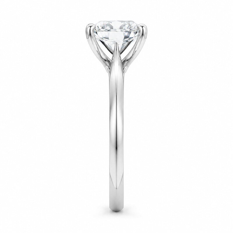 Silver Stainless Steel CZ Engagement Ring - side and structure view