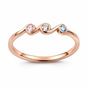 Rose Gold Stainless Steel Birthstone Mother’s Ring