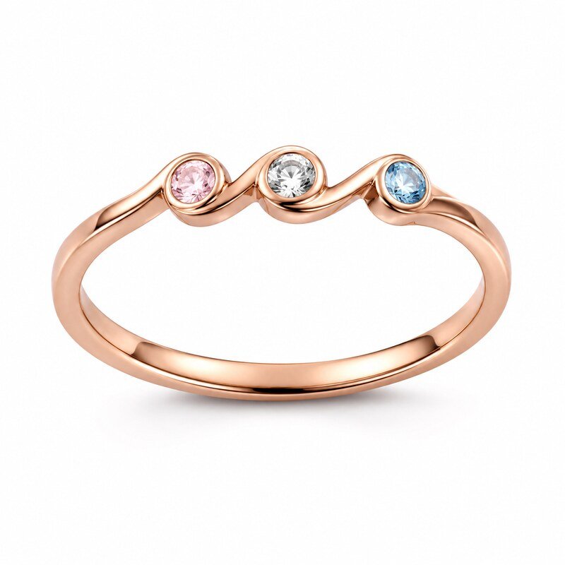 Rose Gold Stainless Steel Birthstone Mother's Ring - main product image