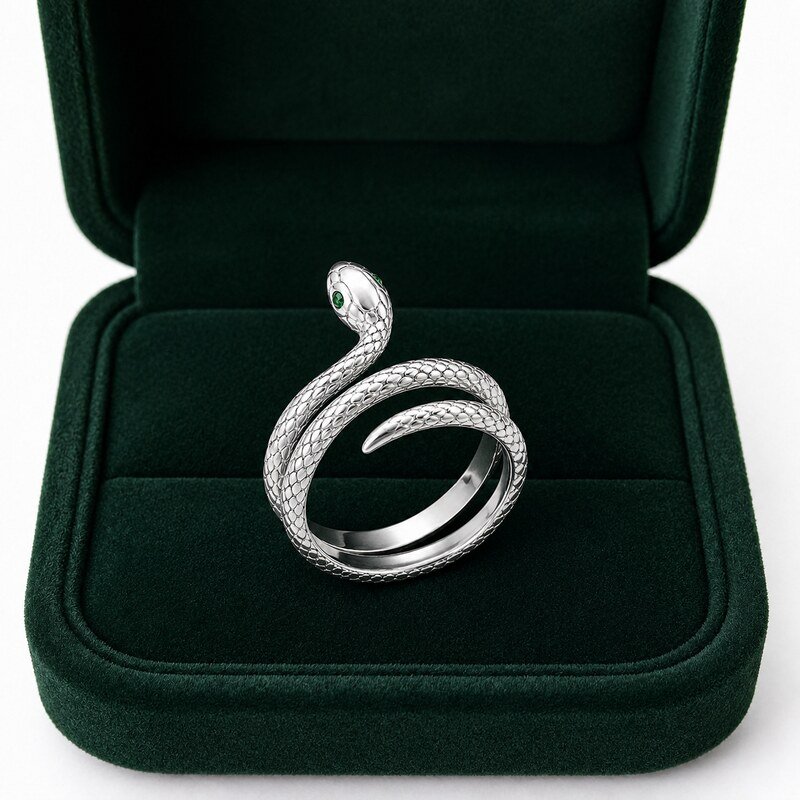 Silver Stainless Steel Snake Ring - wholesale packaging image