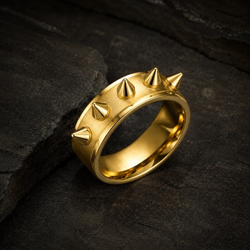 Gold Stainless Steel Spike Ring - lifestyle product image