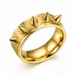 Gold Stainless Steel Spike Ring