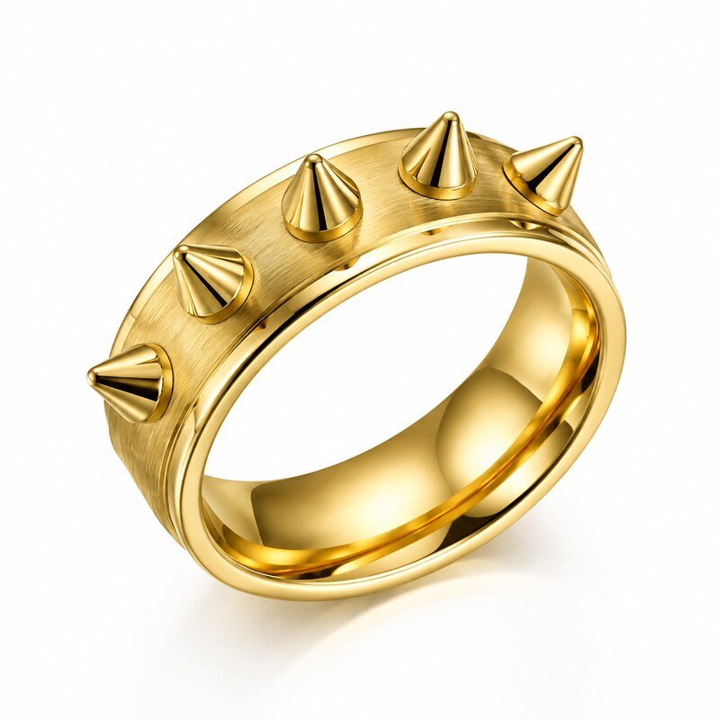 Gold Stainless Steel Spike Ring - main product image