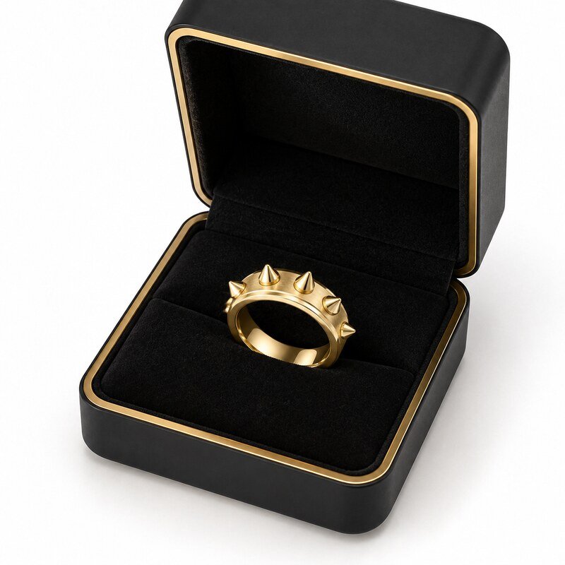 Gold Stainless Steel Spike Ring - wholesale packaging image