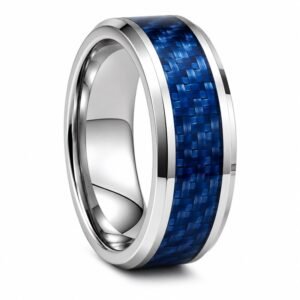 Blue Carbon Fiber Stainless Steel Wedding Band