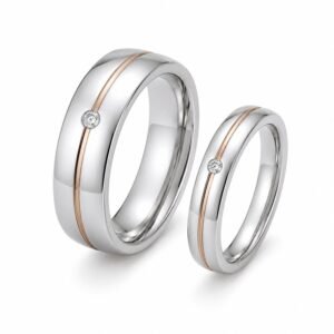 Silver and Rose Gold Stainless Steel Couple Rings