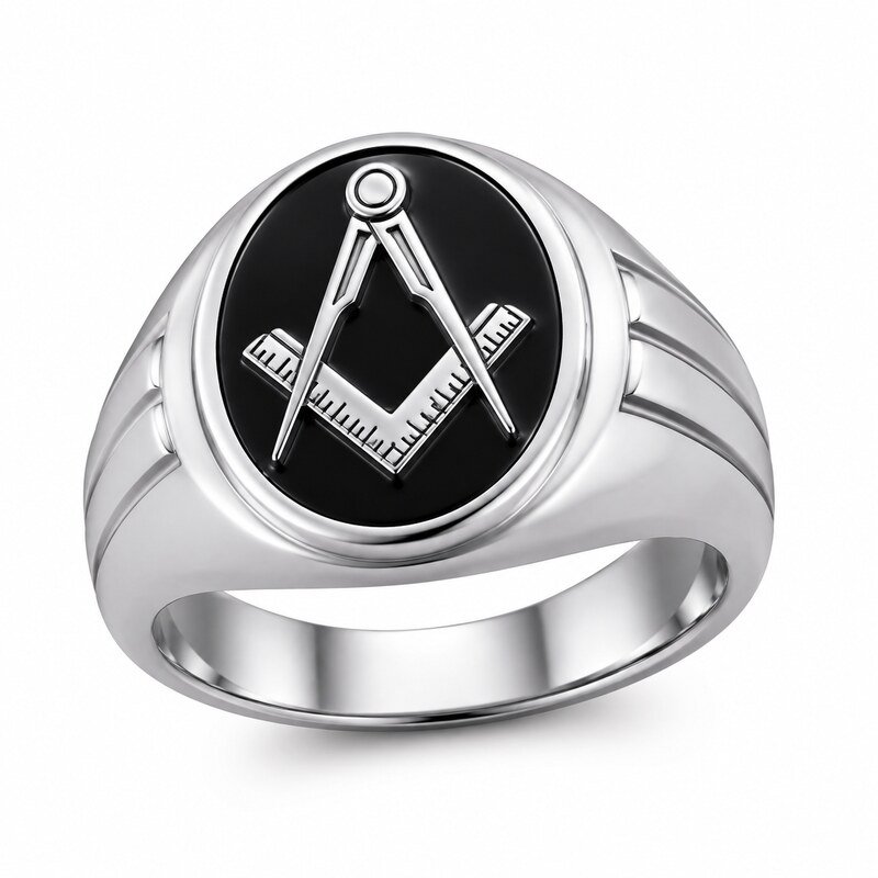 Masonic Stainless Steel Signet Ring - main product image