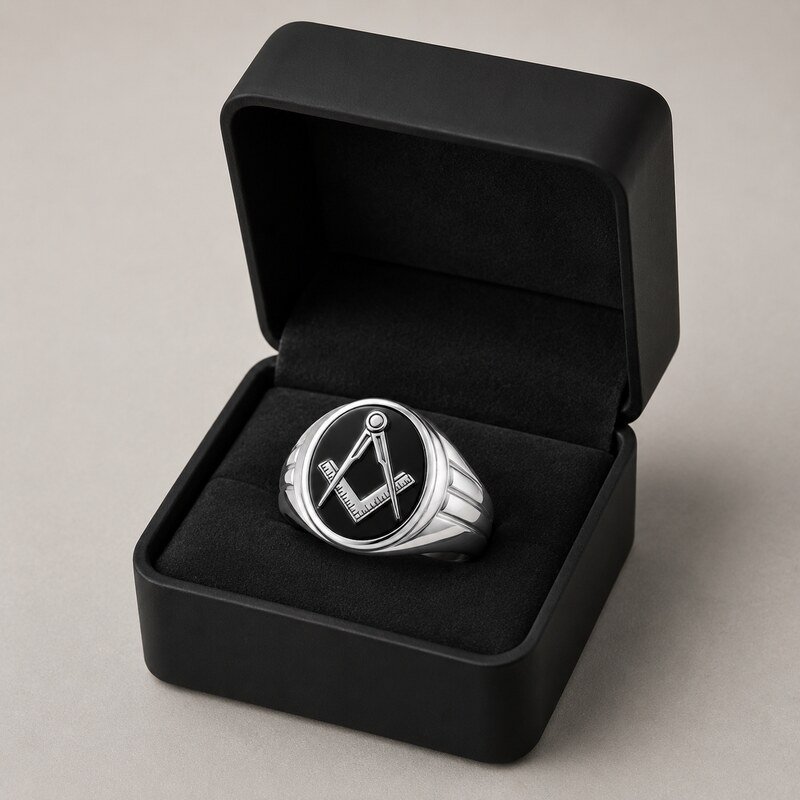 Masonic Stainless Steel Signet Ring - wholesale packaging image