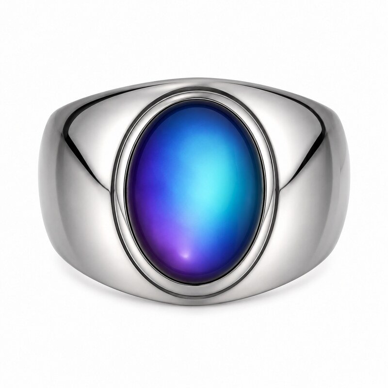 Color Changing Stainless Steel Mood Ring - front view