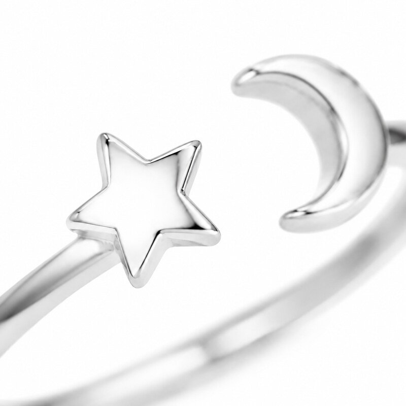 Star and Moon Stainless Steel Adjustable Toe Ring - material and finish detail