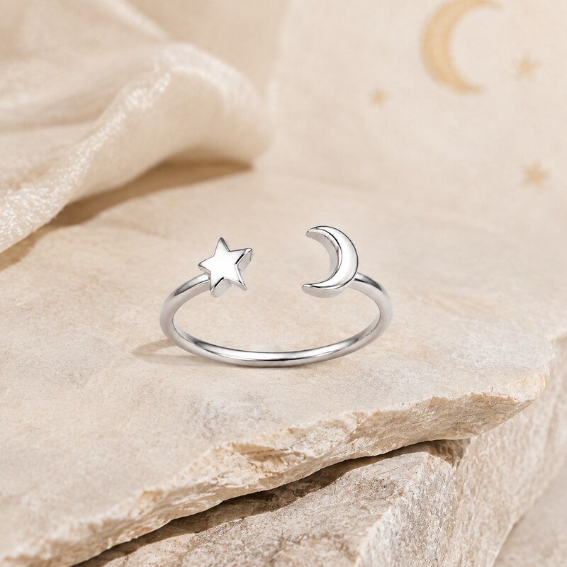 Star and Moon Stainless Steel Adjustable Toe Ring - lifestyle product image