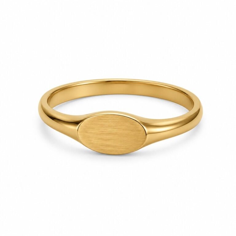 Gold Stainless Steel Oval Pinky Signet Ring - main product image