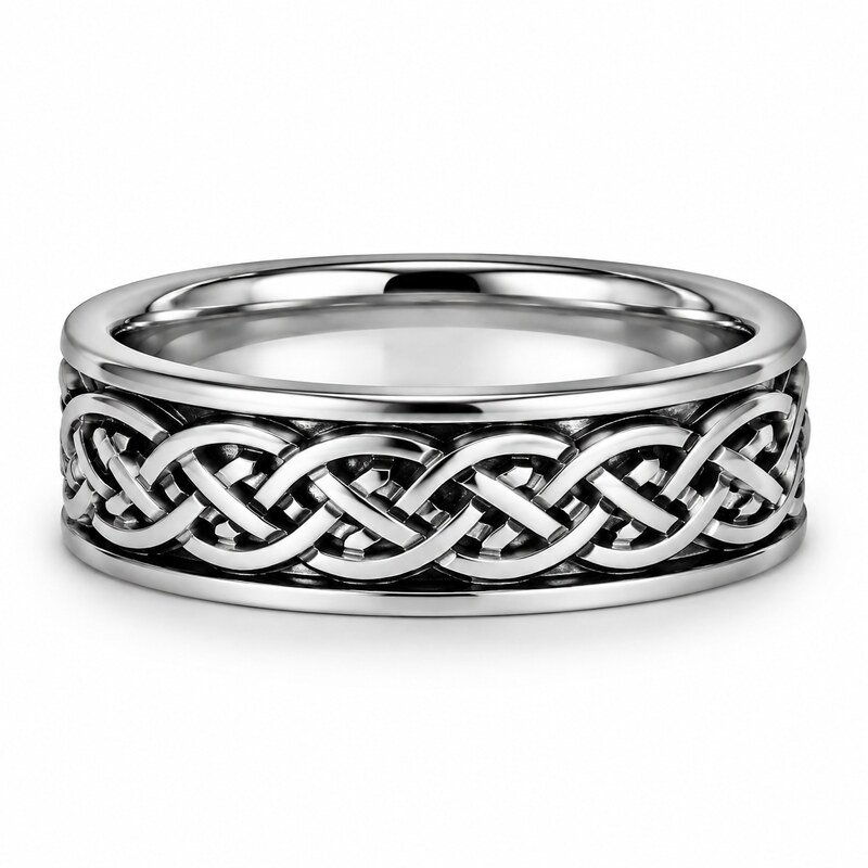 Men's Celtic Knot Stainless Steel Ring - front view view