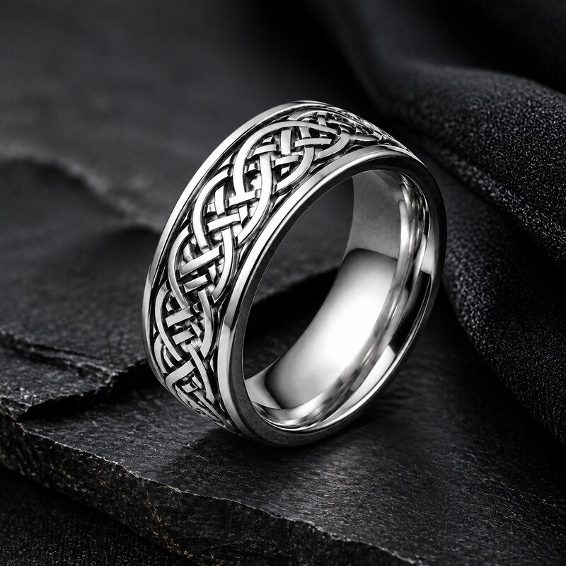 Men's Celtic Knot Stainless Steel Ring - lifestyle view