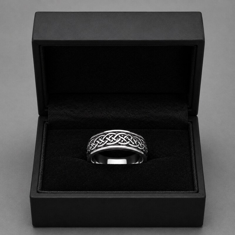 Men's Celtic Knot Stainless Steel Ring - packaging view
