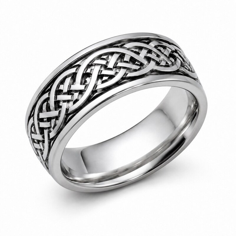 Men's Celtic Knot Stainless Steel Ring - side view view