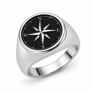 Men’s Silver Compass Signet Ring