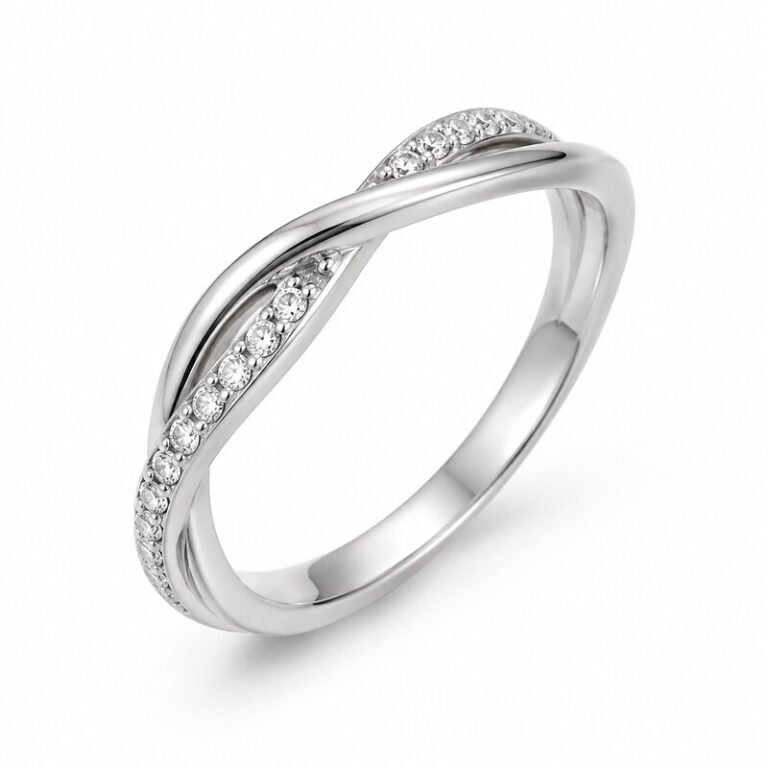 Women's Silver Twisted CZ Ring - main view