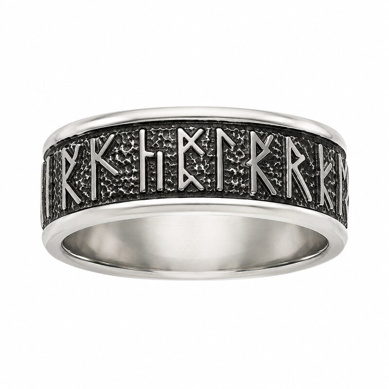 Men's Viking Rune Stainless Steel Ring - front view view