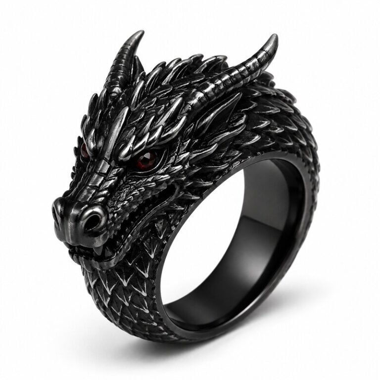Men's Black Dragon Ring - main view