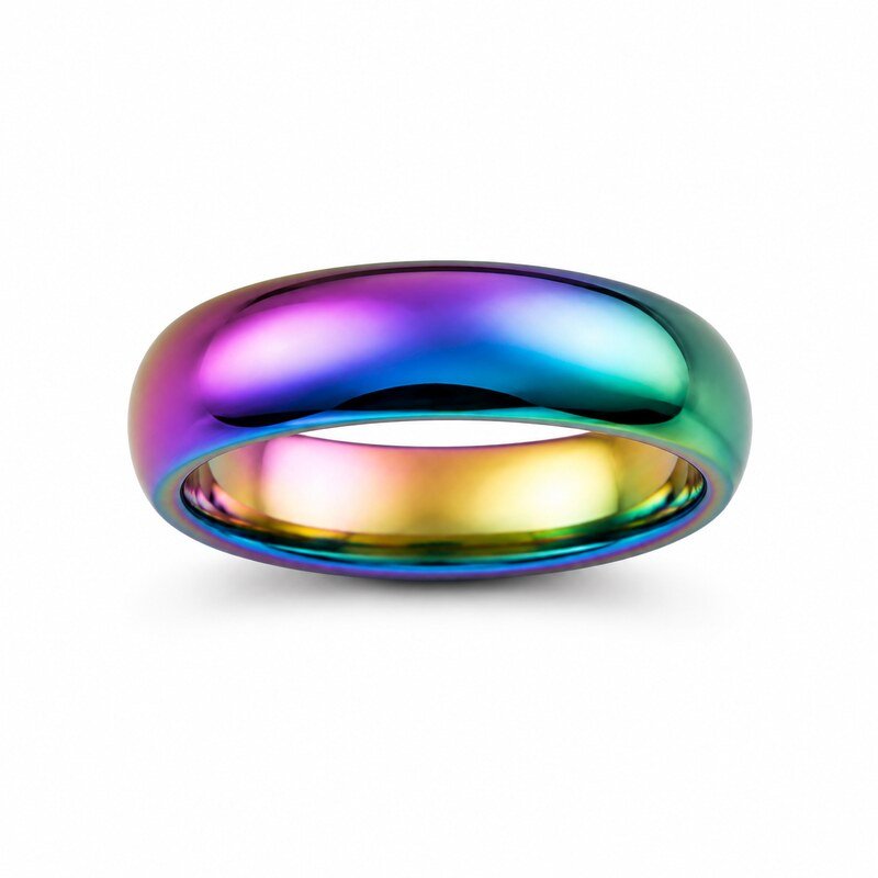 Unisex Rainbow PVD Band - front view view