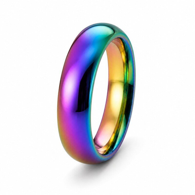 Unisex Rainbow PVD Band - side view view
