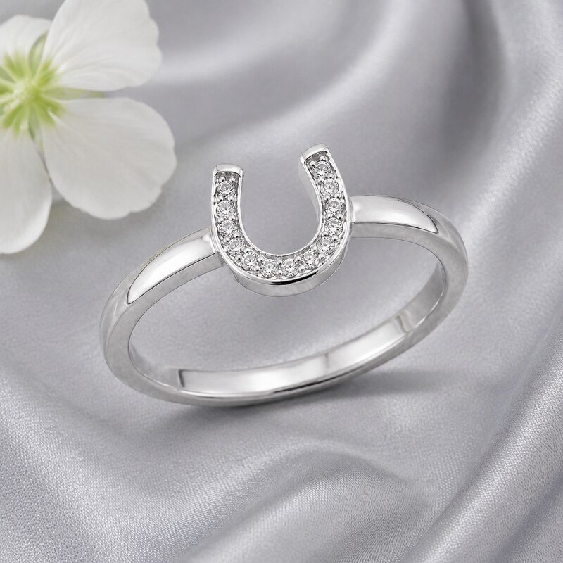 Women's Silver CZ Horseshoe Ring - lifestyle view