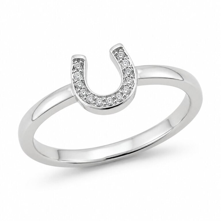 Women's Silver CZ Horseshoe Ring - main view