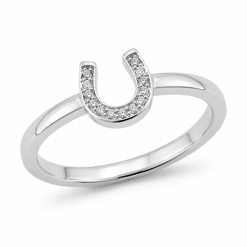 Women's Silver CZ Horseshoe Ring - main view