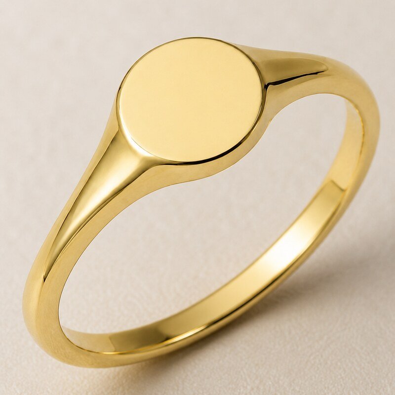 Women's Gold Blank Initial Signet Ring - detail view