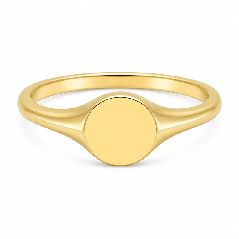 Women's Gold Blank Initial Signet Ring - front view view