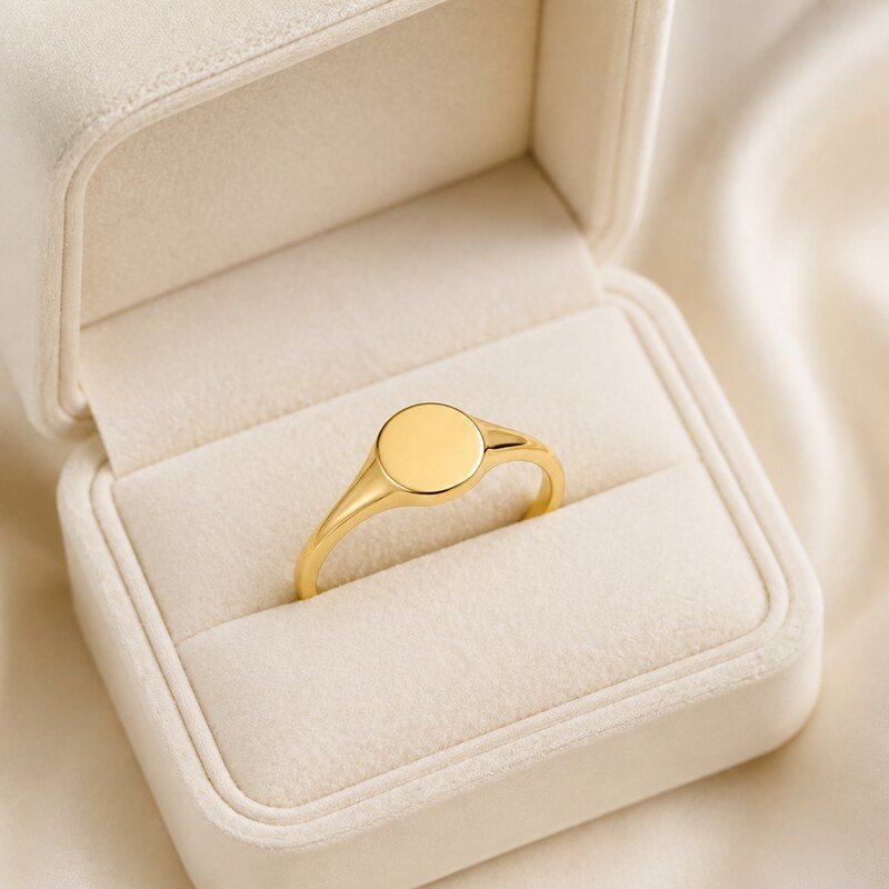 Women's Gold Blank Initial Signet Ring - packaging view