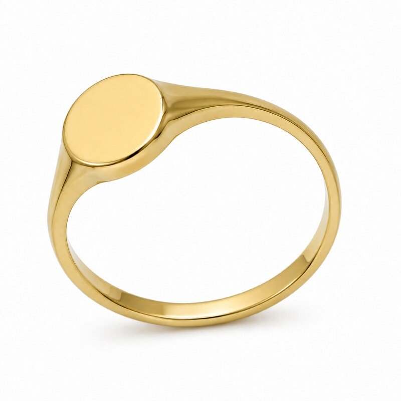 Women's Gold Blank Initial Signet Ring - side view view