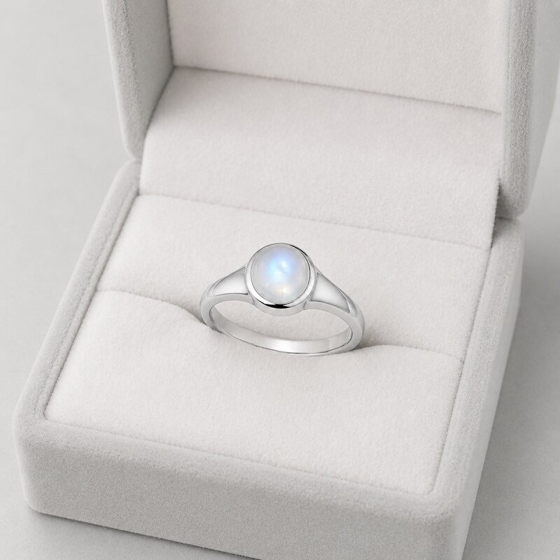 Women's Silver Moonstone Signet Ring - packaging view