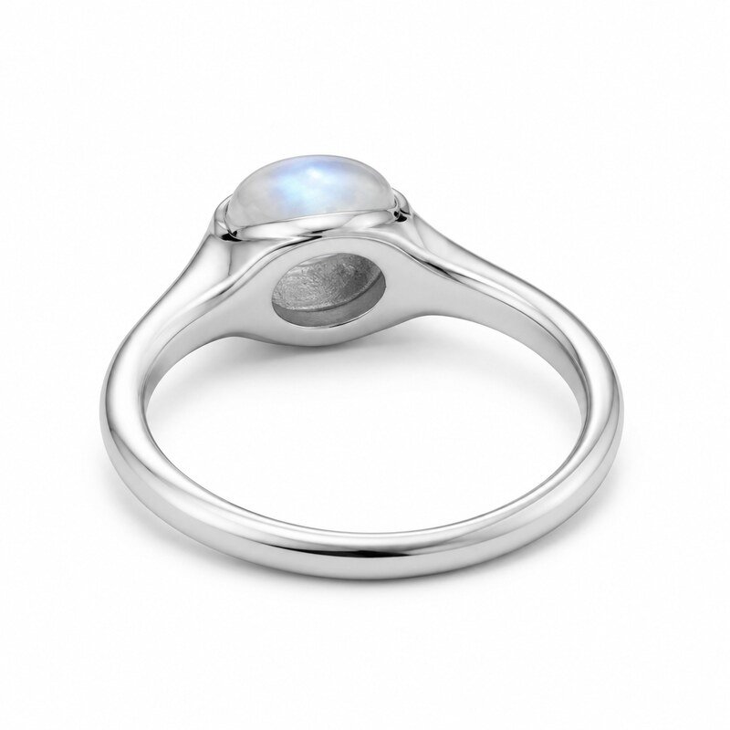 Women's Silver Moonstone Signet Ring - side view view