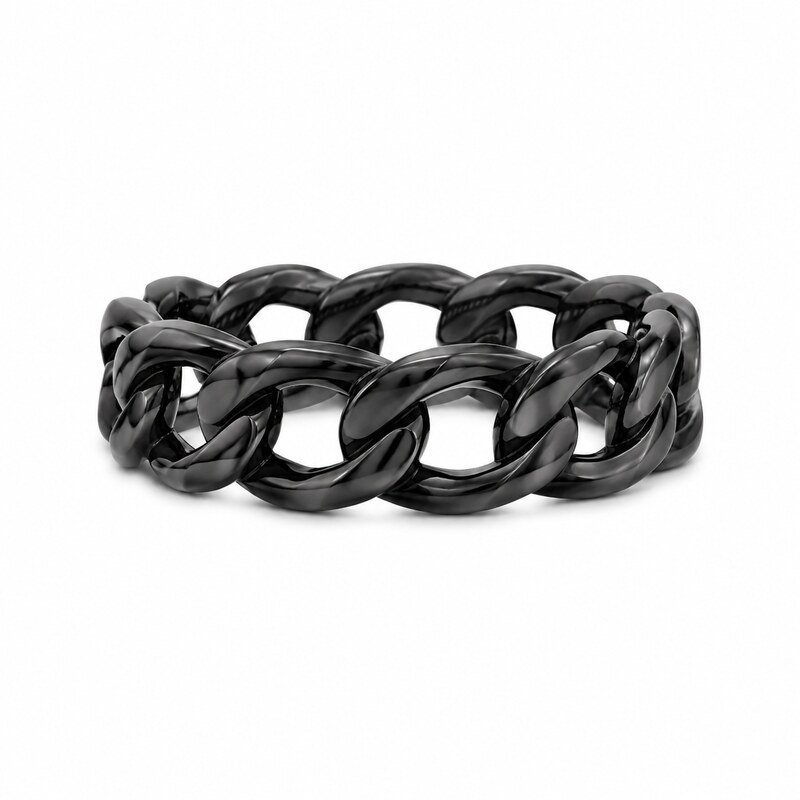 Unisex Black Chain Link Ring - front view view