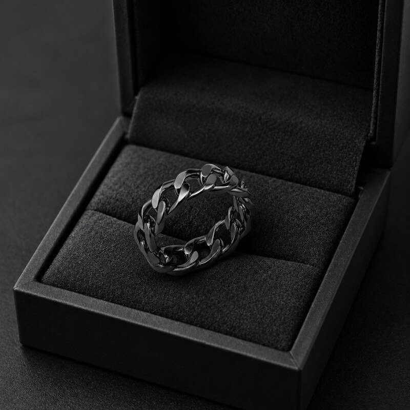 Unisex Black Chain Link Ring - packaging view