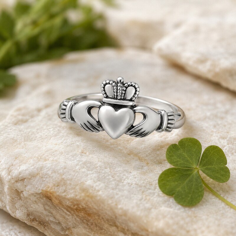 Women's Silver Claddagh Ring - lifestyle view