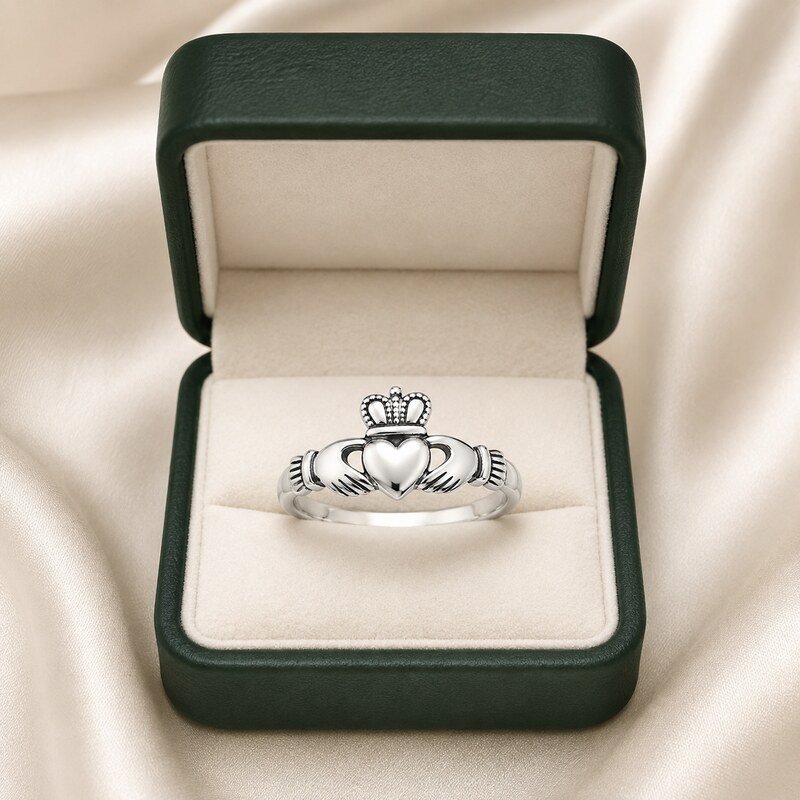 Women's Silver Claddagh Ring - packaging view