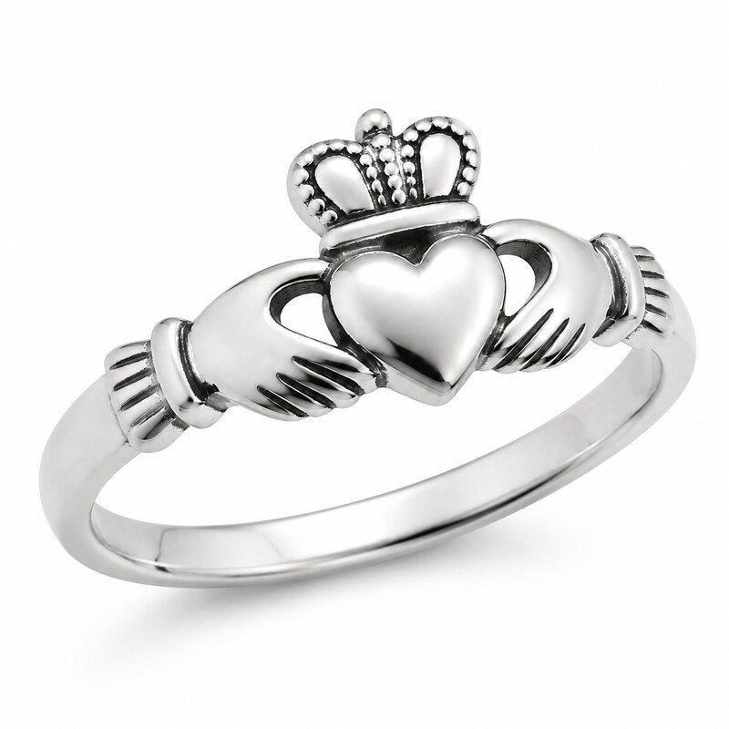 Women's Silver Claddagh Ring - side view view