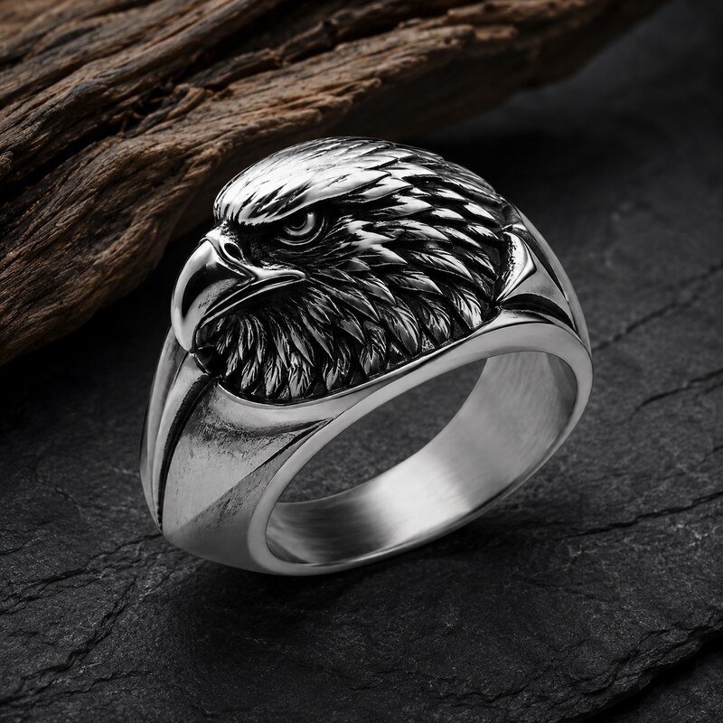 Men's Silver Eagle Signet Ring - lifestyle view