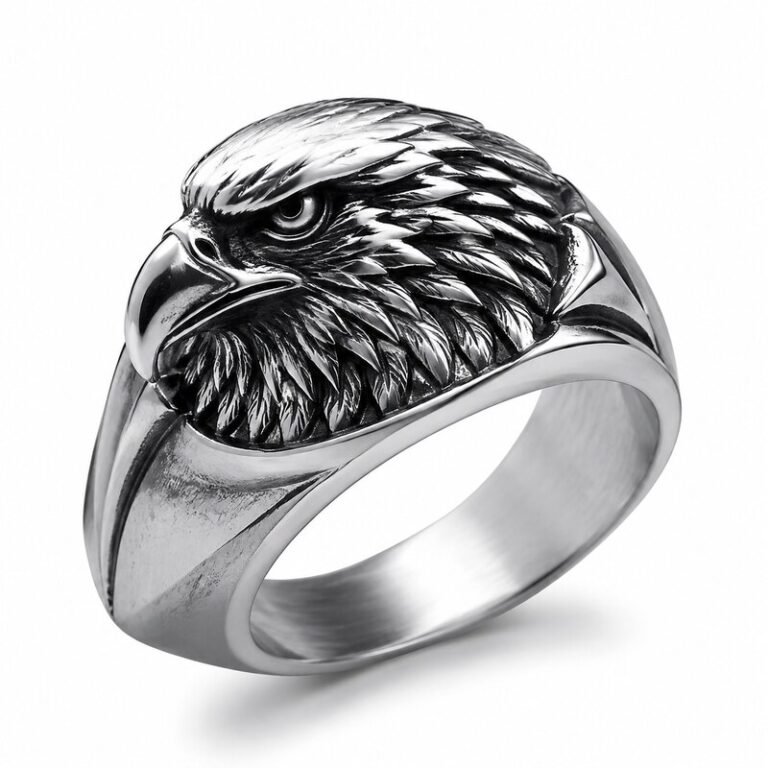 Men's Silver Eagle Signet Ring - main view
