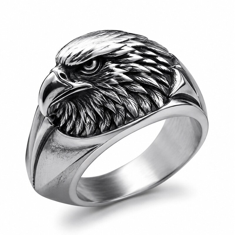 Men's Silver Eagle Signet Ring - main view