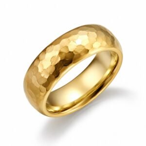 Unisex Gold Hammered Wedding Band