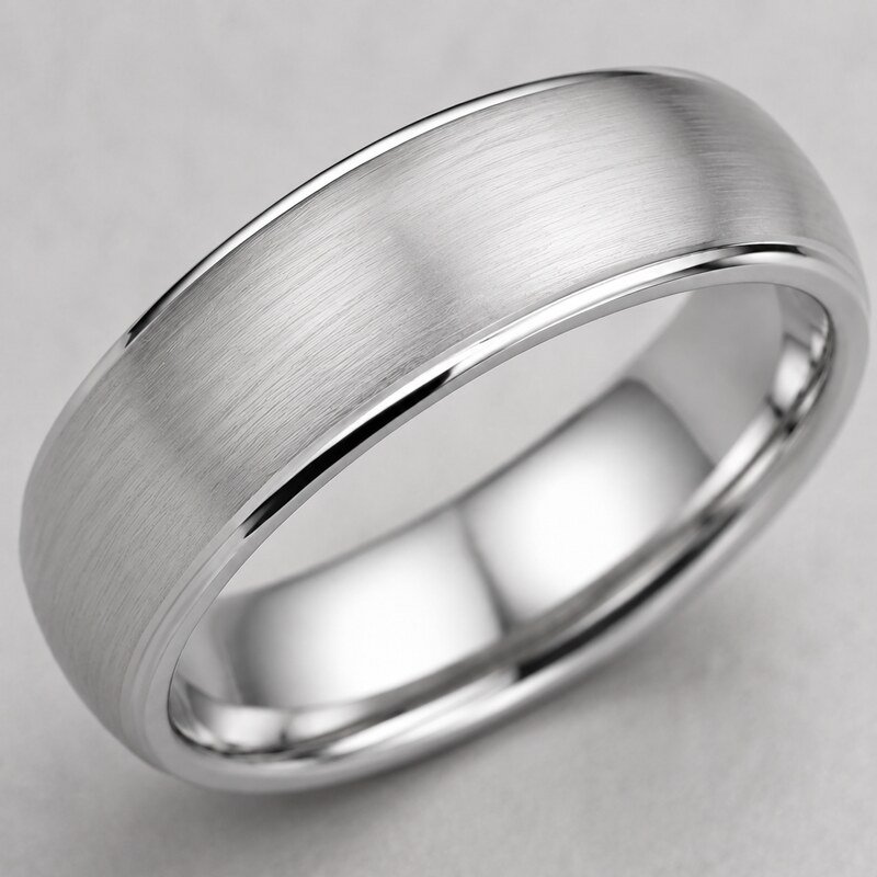 Unisex Silver Brushed Dome Band - detail view