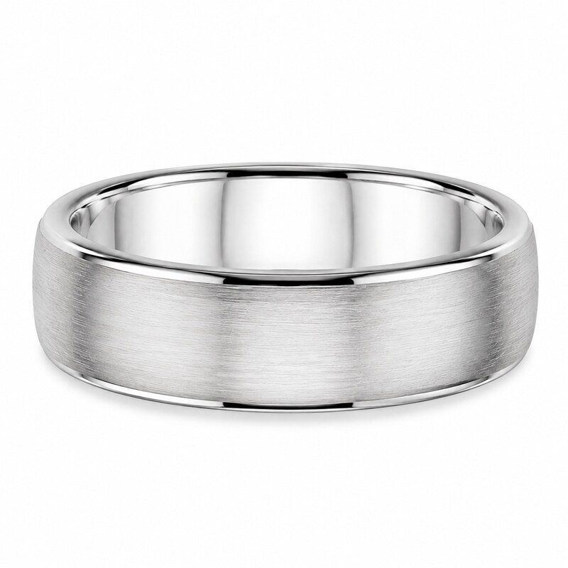 Unisex Silver Brushed Dome Band - front view view