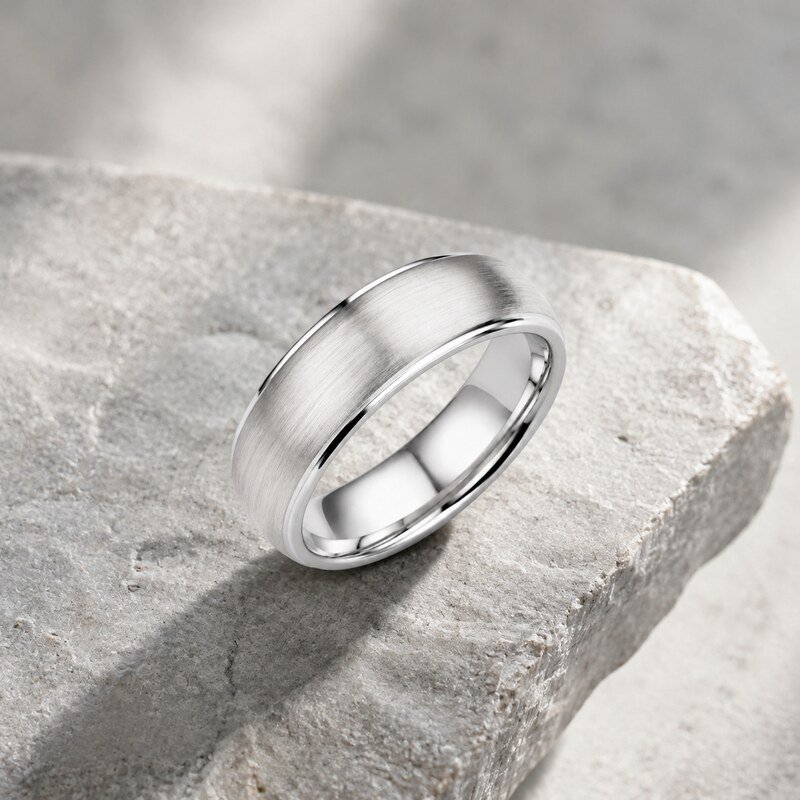 Unisex Silver Brushed Dome Band - lifestyle view
