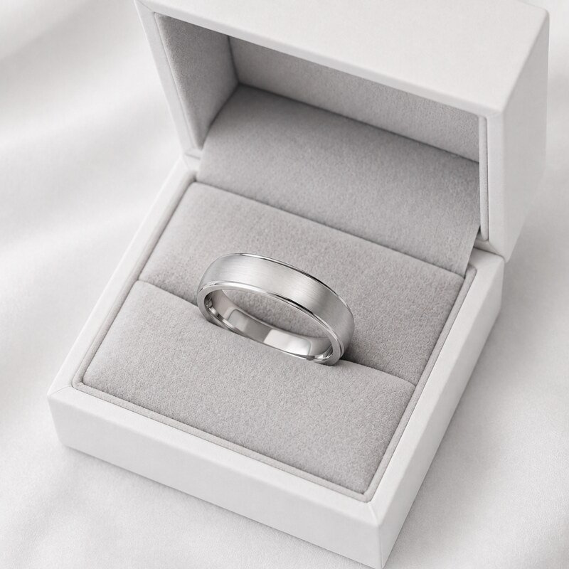 Unisex Silver Brushed Dome Band - packaging view
